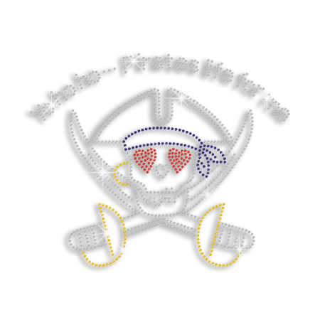 Pirate Swords and Skull Rhinestone Diamante Transfer