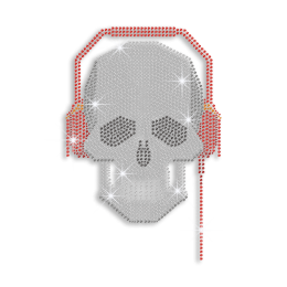 Cool Skull Listen to Music Iron-on Rhinestone Transfer