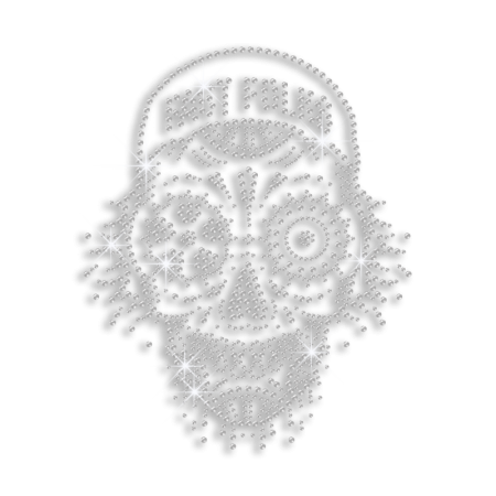 Crystal Skull in Cap Iron-on Rhinestone Transfer