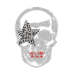 Creepy Skull with Star Iron-on Rhinestone Transfer