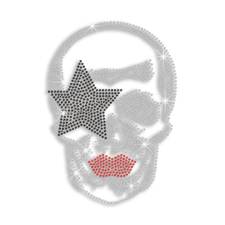 Creepy Skull with Star Iron-on Rhinestone Transfer