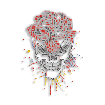 Cool Bling Floral Skull Hot-fix Rhinestone Transfer