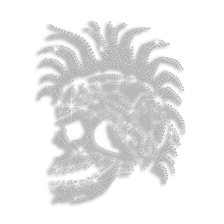 Crystal Skull in Mohawk Iron-on Rhinestone Transfer