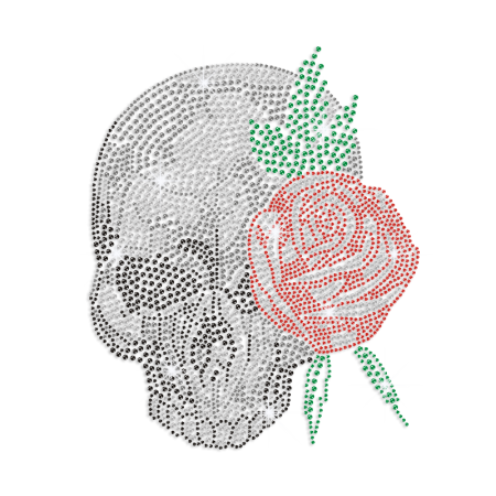 Bling Rose Skull Iron-on Rhinestone Transfer