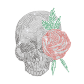 Bling Rose Skull Iron-on Rhinestone Transfer