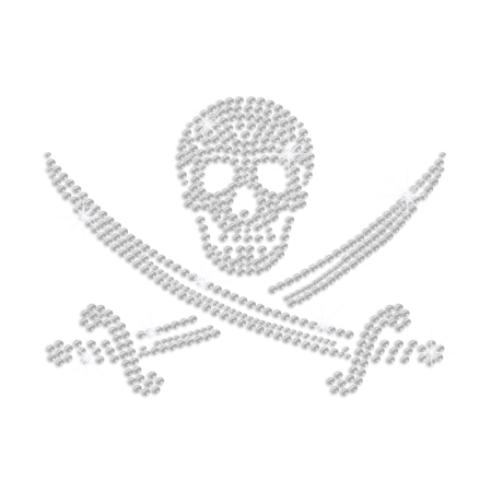 Crystal Pirate Skull Hot Fix Rhinestone Transfer