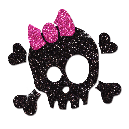 Black Skull in Bowknot Iron-on Glitter Transfer 