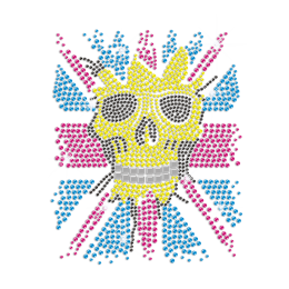 Cool Citrine Skull Iron-on Rhinestone Transfer