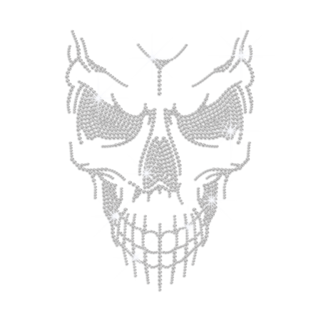 Crystal Horrible Skull Iron on Rhinestone Transfer