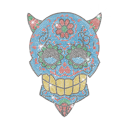 Hot Sugar Skull Iron on Rhinestone Transfer