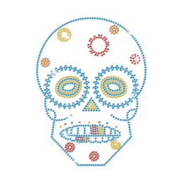 Teal Blue Skull Hotfix Rhinestone Applique