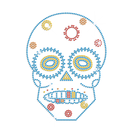 Teal Blue Skull Hotfix Rhinestone Applique