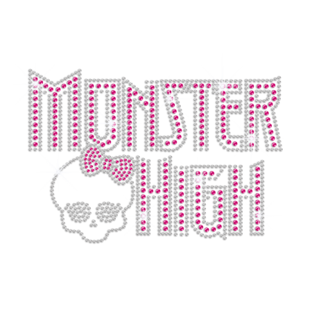 Pink & Crystal Monster High Skull Iron-on Rhinestone Transfer
