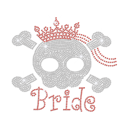 Crystal Pirate Skull Bride in Crown Iron-on Rhinestone Transfer