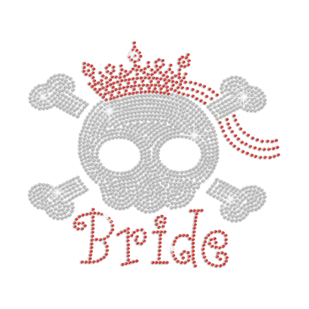 Crystal Pirate Skull Bride in Crown Iron-on Rhinestone Transfer