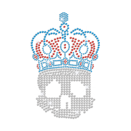 Crystal Skull in Crown Iron-on Rhinestone Transfer Motif