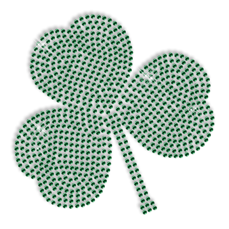 Best Sparkling Rhinestone Green Shamrock Iron on Transfer Design for Clothes