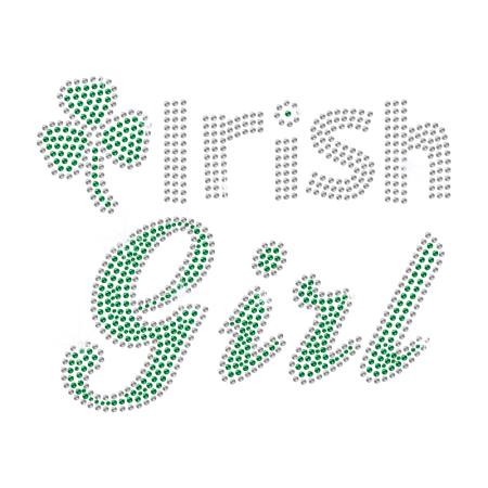 Lucky Irish Girl Lettering Rhinestone Iron on Pattern