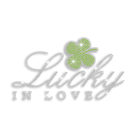 Pretty Clover in Love Iron-on Rhinestone Transfer