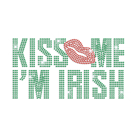 Kiss Me I'm Irish Iron on Rhinestone Transfer