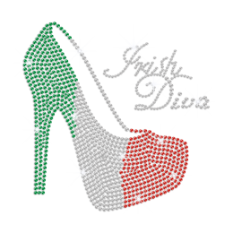 Irish Diva High Heels Iron on Rhinestone Transfer