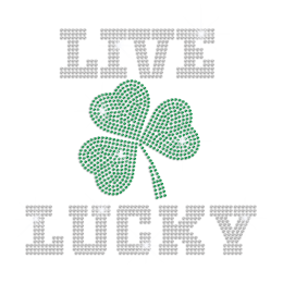 Live Shamrock Lucky Iron on Rhinestone Transfer