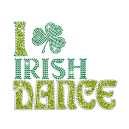 I Love Irish Dance Iron on Rhinestone Design