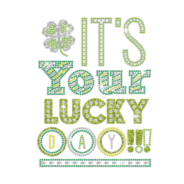 St.Patrick's Day  Lucky's Day Iron on Rhinestone Design