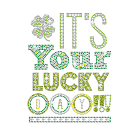 St.Patrick's Day  Lucky's Day Iron on Rhinestone Design