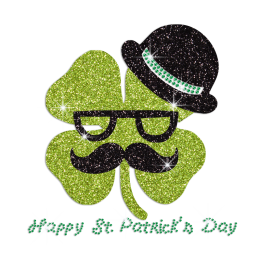 Glittering Mr. Shamrock St. Patrick\'s Day Iron on Rhinestone Transfer Decal