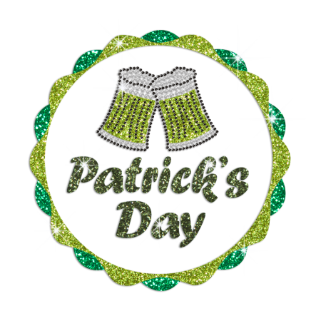 Bling Cheers Patrick's Day Iron on Glitter Rhinestone Transfer Decal