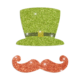 Glittering Green Hat And Orange Beard Patrick\'s Day Rhinestone Iron On