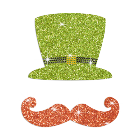 Glittering Green Hat And Orange Beard Patrick's Day Rhinestone Iron On