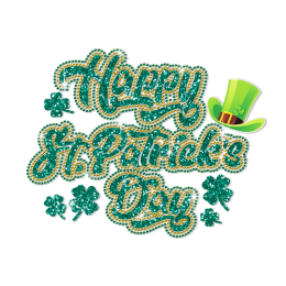 Glitter Happy Saint Patricks Day Rhinestone Transfer