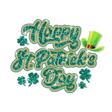 Glitter Happy Saint Patricks Day Rhinestone Transfer