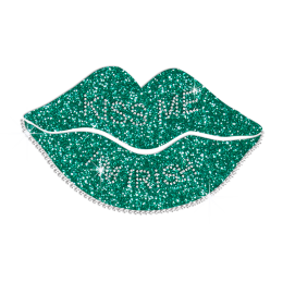Sale Glitter Green Lip Rhinestone Transfers