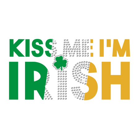 Stock Letter Kiss Me I Am Irish Rhinestone Heat Transfer