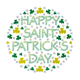 Print Glitter Flower Patricks Day Rhinestone Design