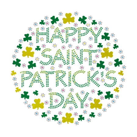 Print Glitter Flower Patricks Day Rhinestone Design