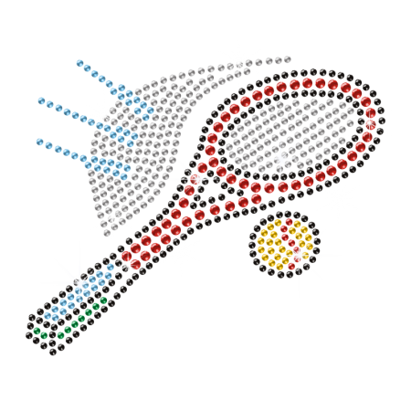 Hot-fix Tennis Racket and Ball Rhinestone Transfer