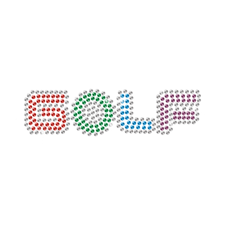 Rhinestone Four-color Letter Golf Iron on Transfer