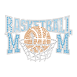 Iron on Bling Basketball Mom Rhinestone Motif Design