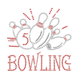 Fashionable Bowling Iron on Rhinestone Transfer Motif