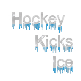 Hockey Kicks Ice Iron on Rhinestone Transfer Decal