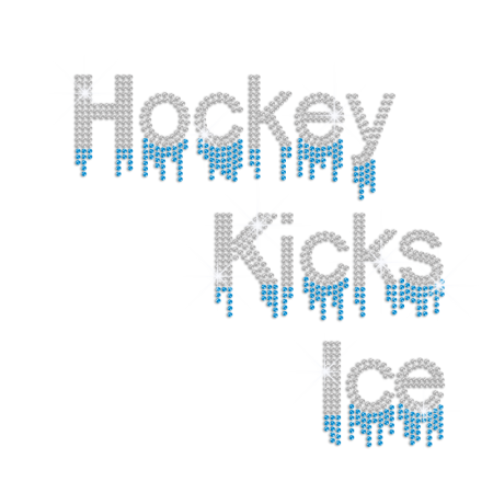 Hockey Kicks Ice Iron on Rhinestone Transfer Decal