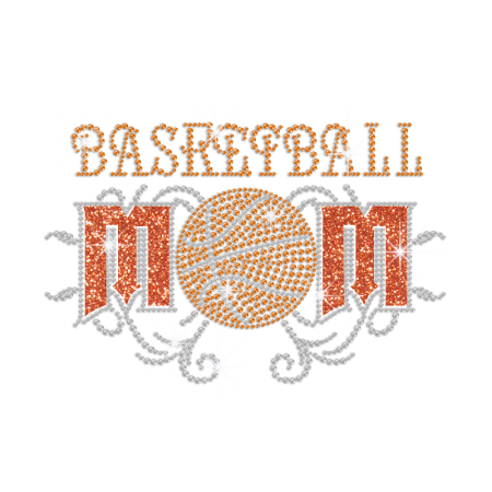 Glittering Basketball Mom Iron on Rhinestone Transfer Motif