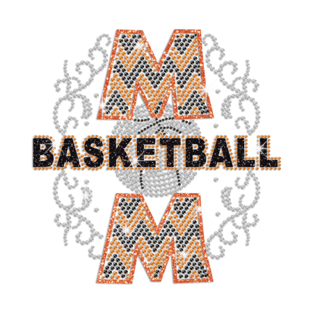 Glittering Basketball Mom Iron on Rhinestone Transfer Motif