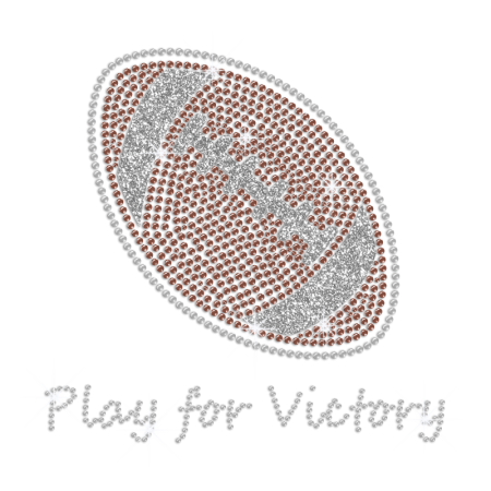 Play for Victory Iron on Glitter Rhinestone Transfer Decal