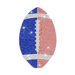 Glittering Football Iron on Rhinestone Transfer Motif