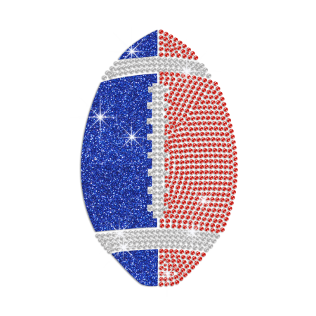 Glittering Football Iron on Rhinestone Transfer Motif